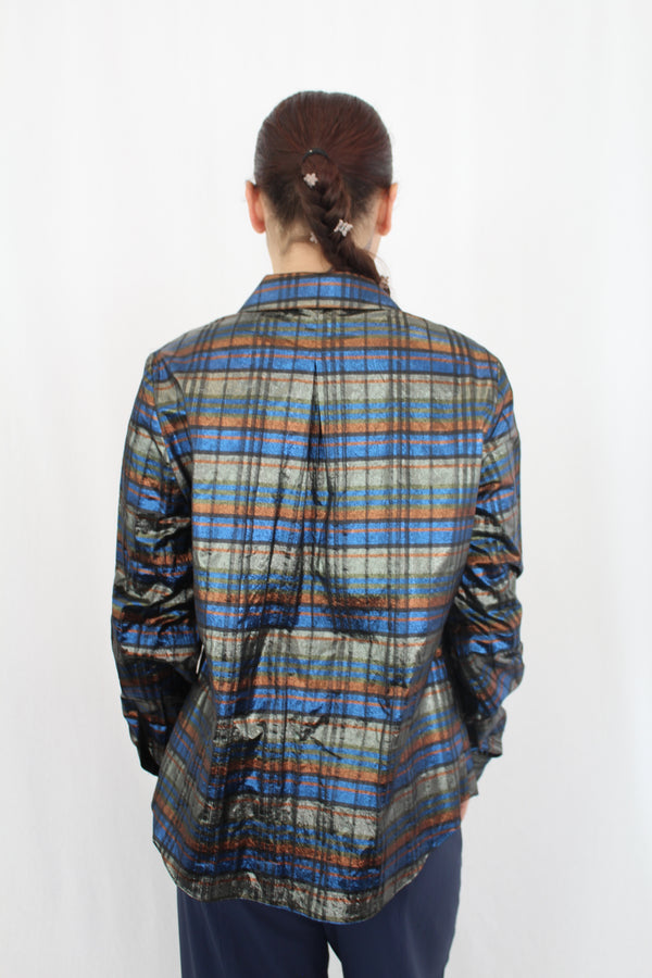 Cue - Metallic Button Up NWT