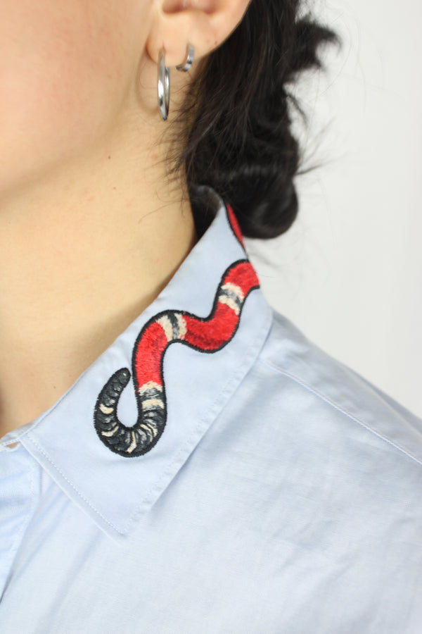 Gucci - Embroidered Snake Shirt