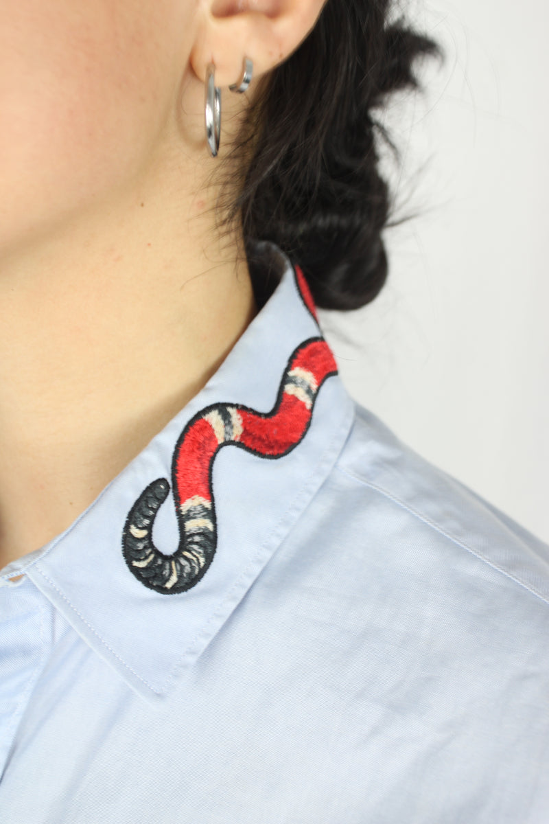 Gucci - Embroidered Snake Shirt