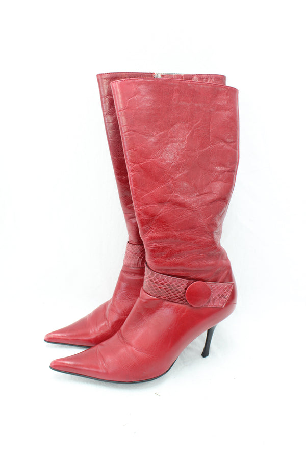 Vintage Red Stiletto Boots