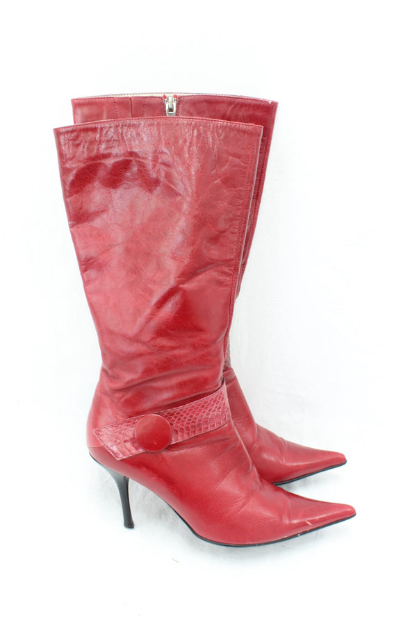 Vintage Red Stiletto Boots