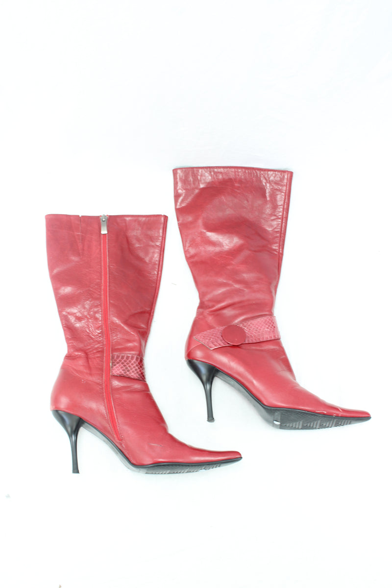Vintage Red Stiletto Boots