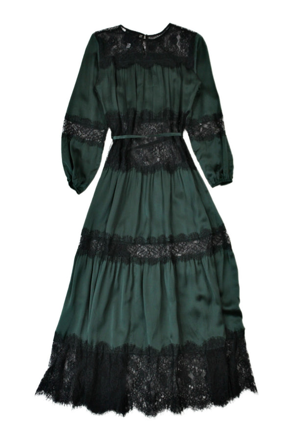 Johnny Was - Tiered Satin & Lace Dress