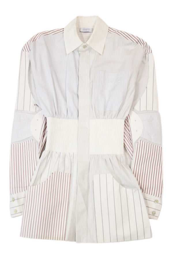 Off-White - Deconstructed Pin-Stripe Shirt Dress