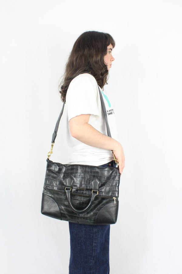 Deadly Ponies - Croc Leather Fold Over Bag