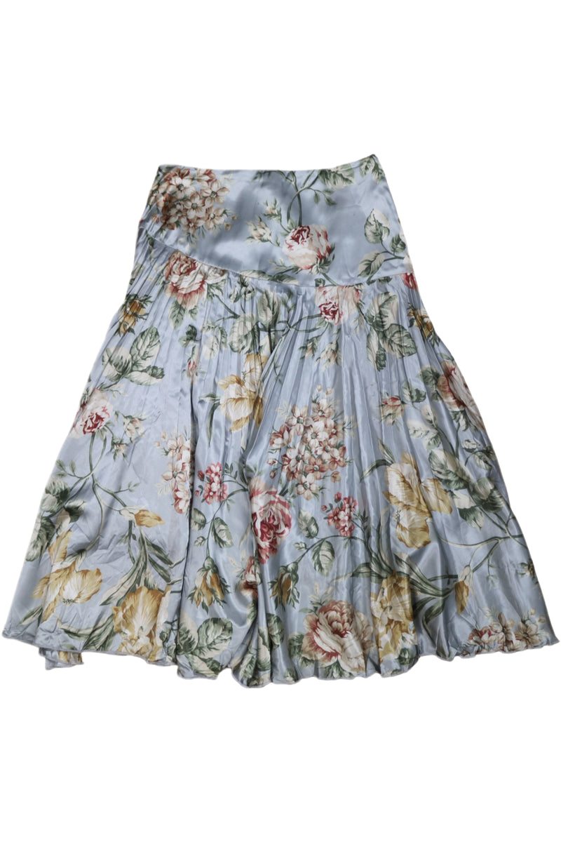 V Luxe - Satin Floral Midi Skirt