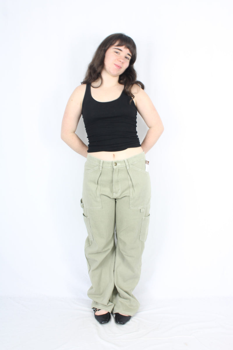 Lioness - Green Relaxed Cargo Jeans