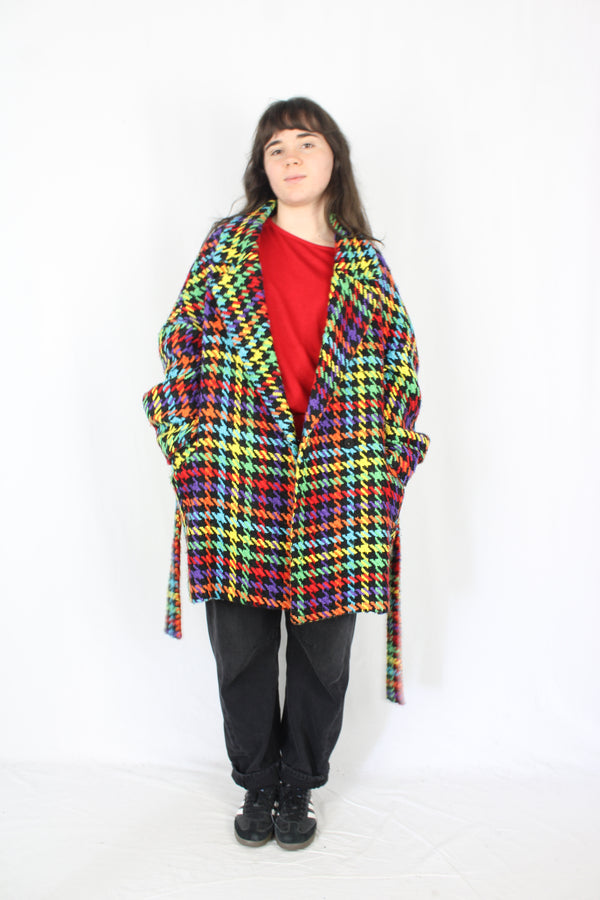 Trelise Cooper - Rainbow Houndstooth Coat