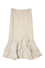 Express - Stripe Satin Midi Skirt