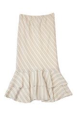 Express - Stripe Satin Midi Skirt