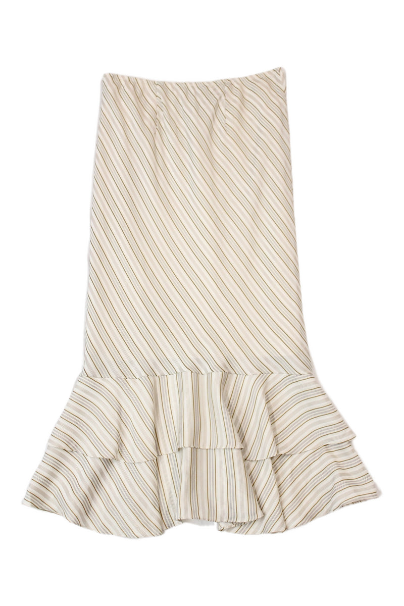 Express - Stripe Satin Midi Skirt