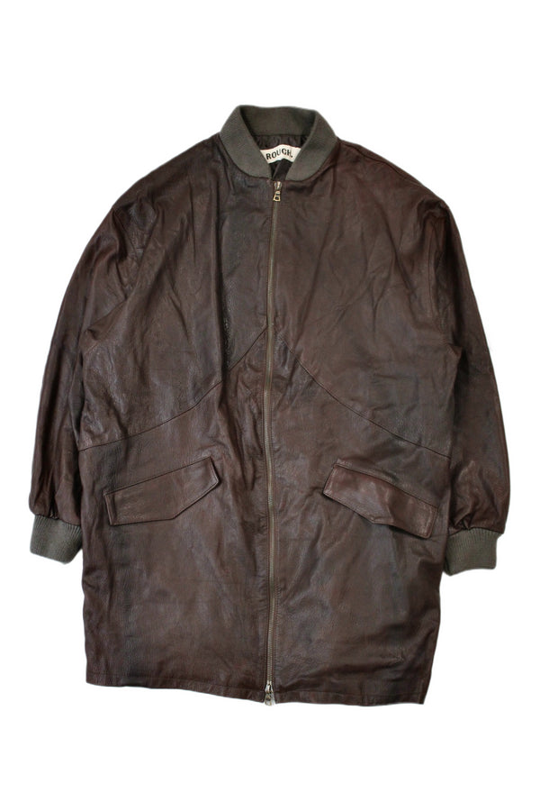 Rough. - Zip Front Leather Coat