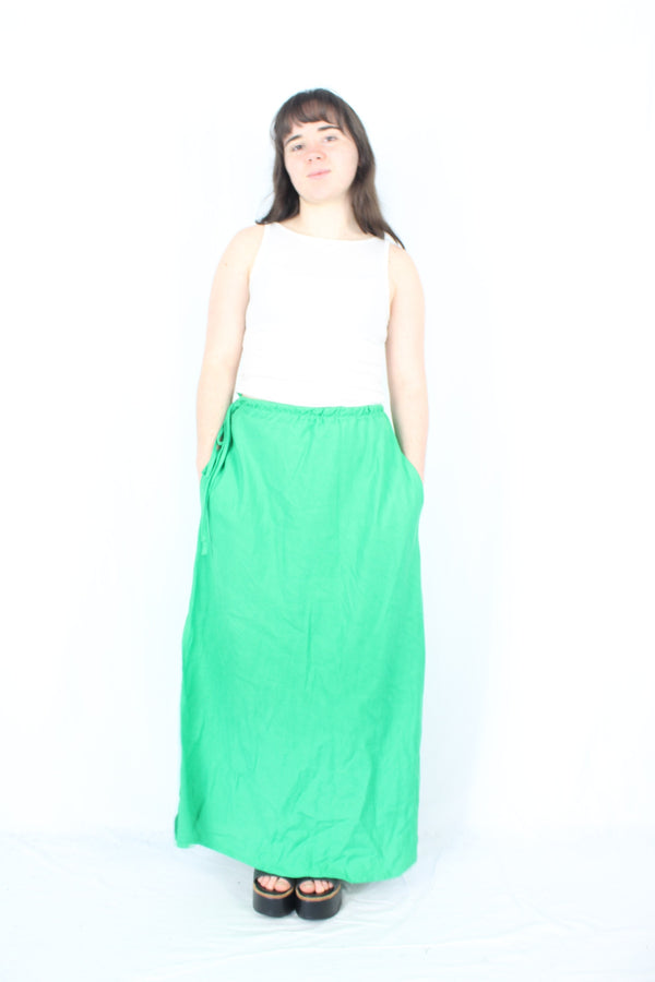 Ruby - Green Linen Skirt