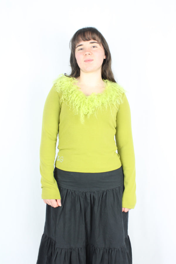 D&G - Fur Neckline Top