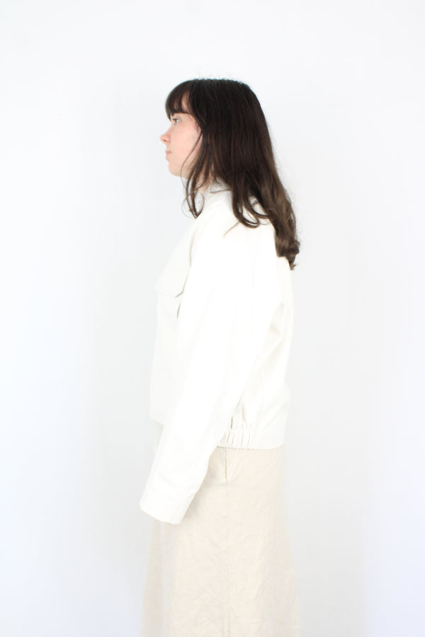 White Pleather Pocket Jacket