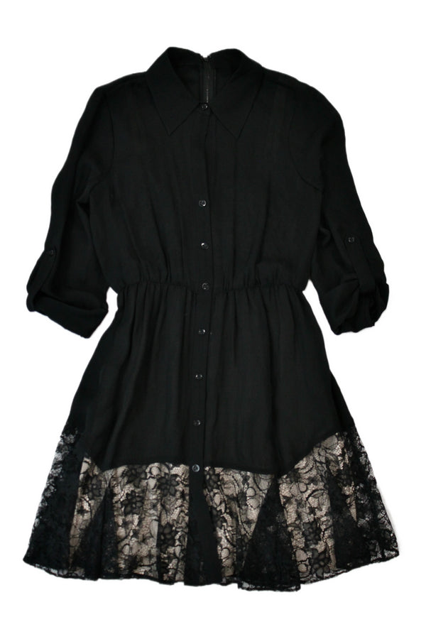 Alice + Olivia - Silk & Lace Shirt Dress