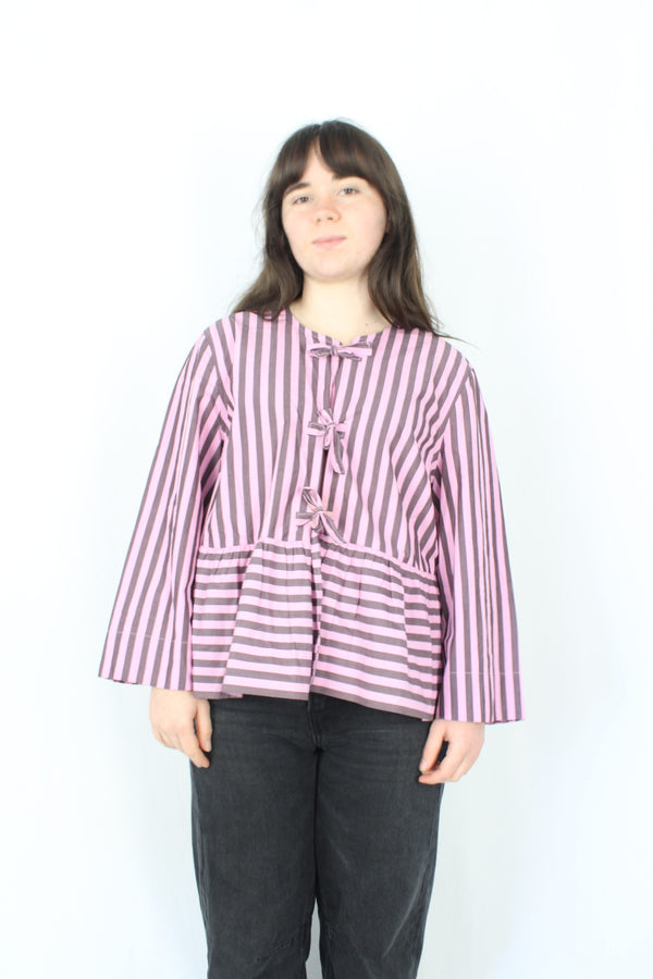 Ganni - Striped Peplum Top