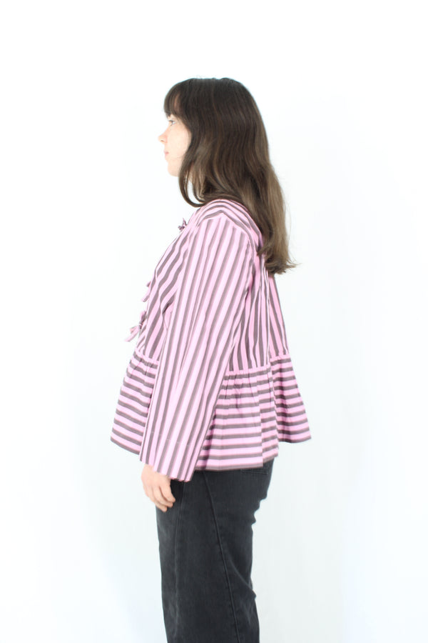 Ganni - Striped Peplum Top