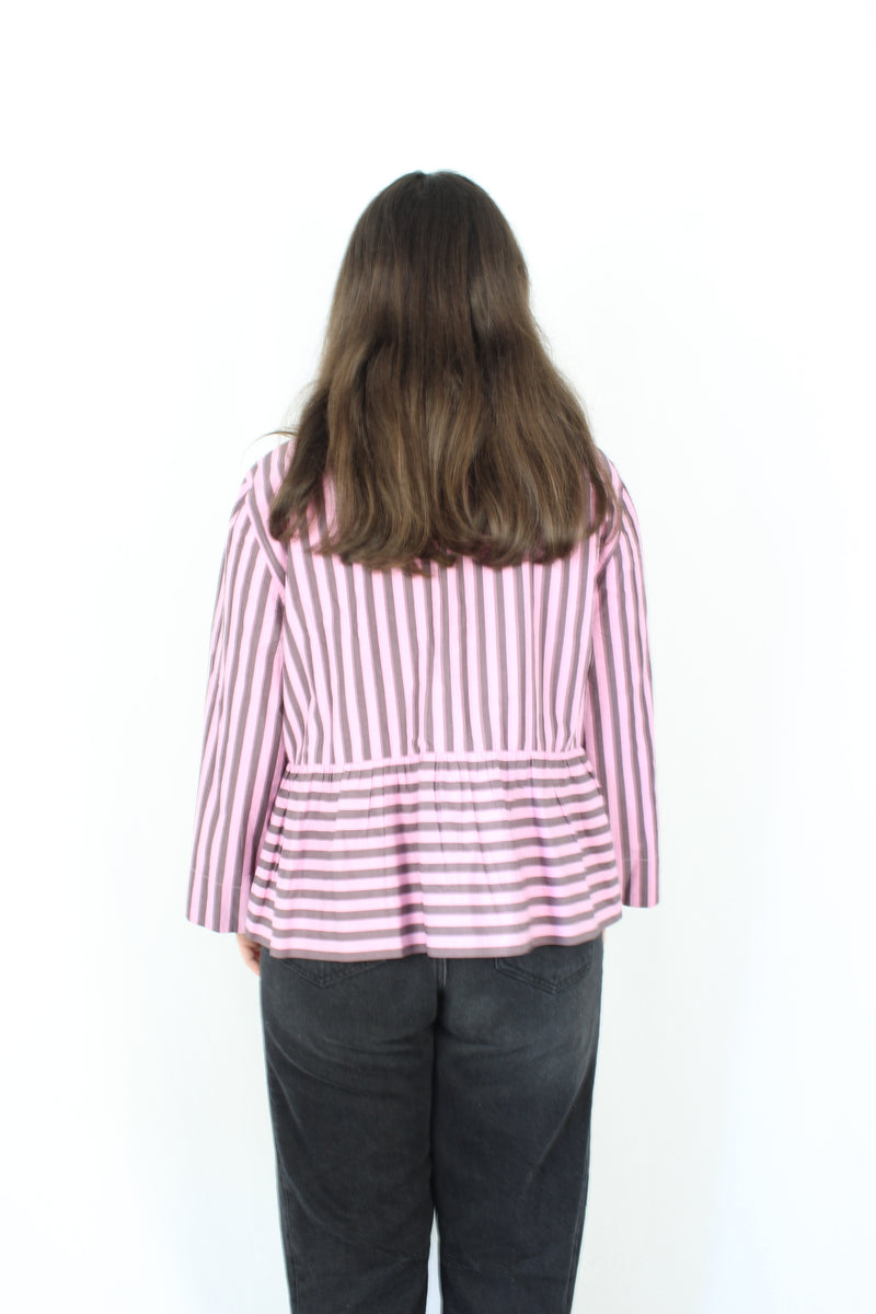 Ganni - Striped Peplum Top