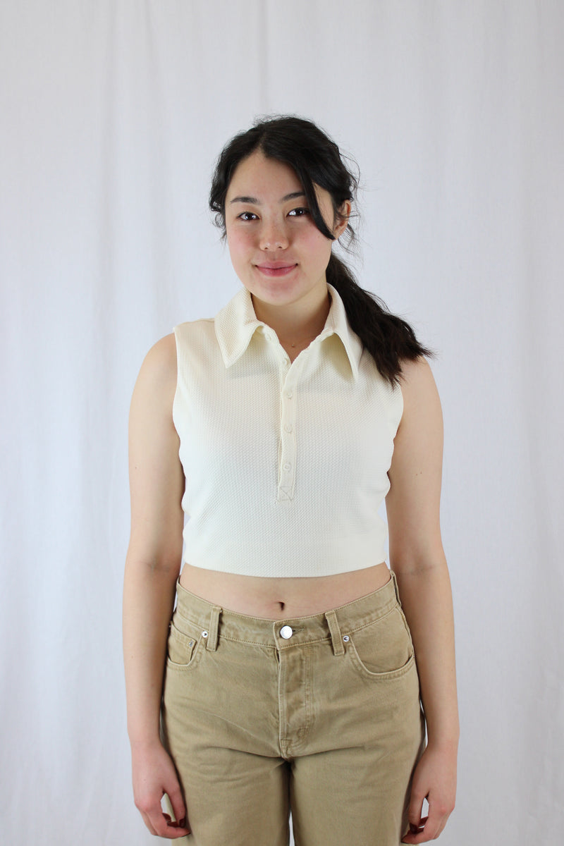 Camila Coelho Cropped Sleeveless Polo