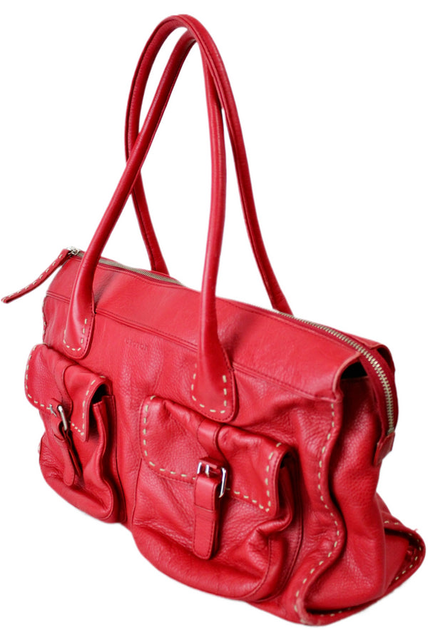 Oroton - Red Topstitch Bag