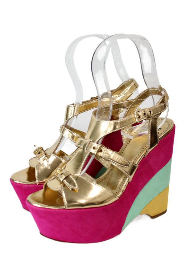 Moschino Cheap and Chic - Gold Buckle Wedges