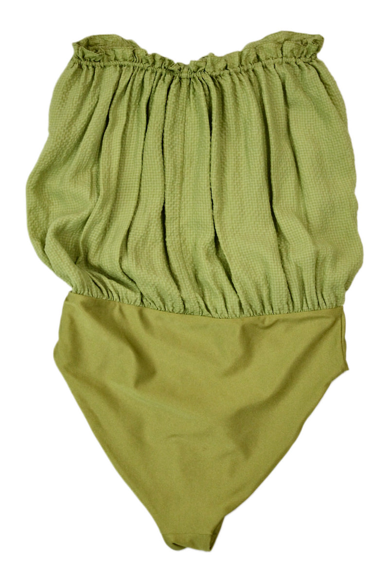 Hanne Bloch - Green Bandeau Silk Swimsuit