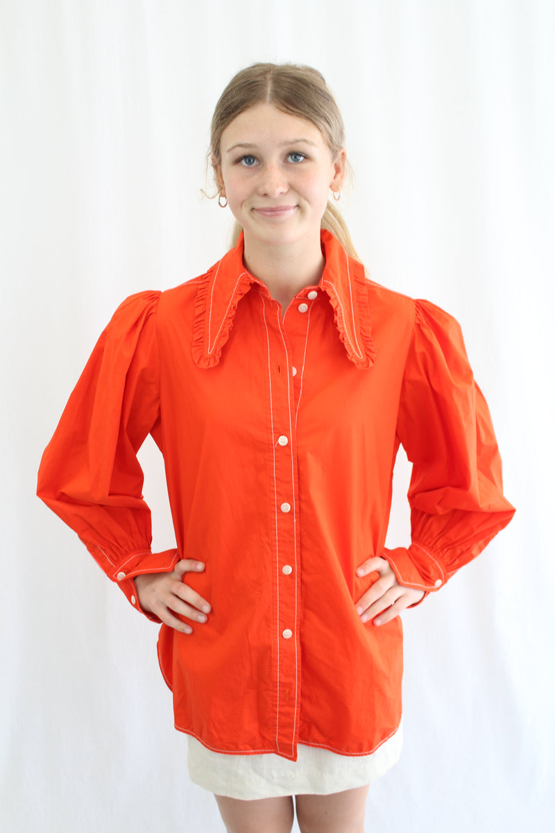 Ganni - Frill Collar Long Sleeve