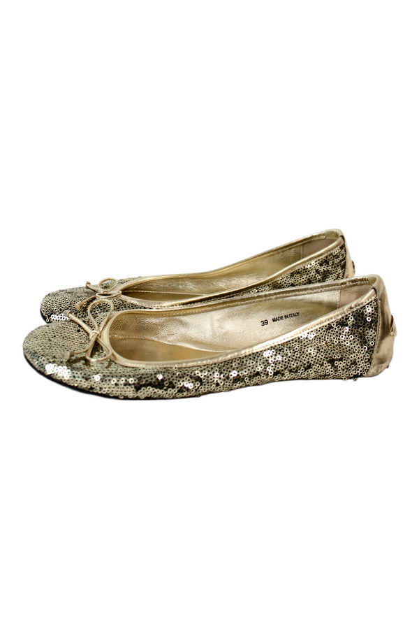 Jimmy Choo - Gold Sequin Ballet Flats