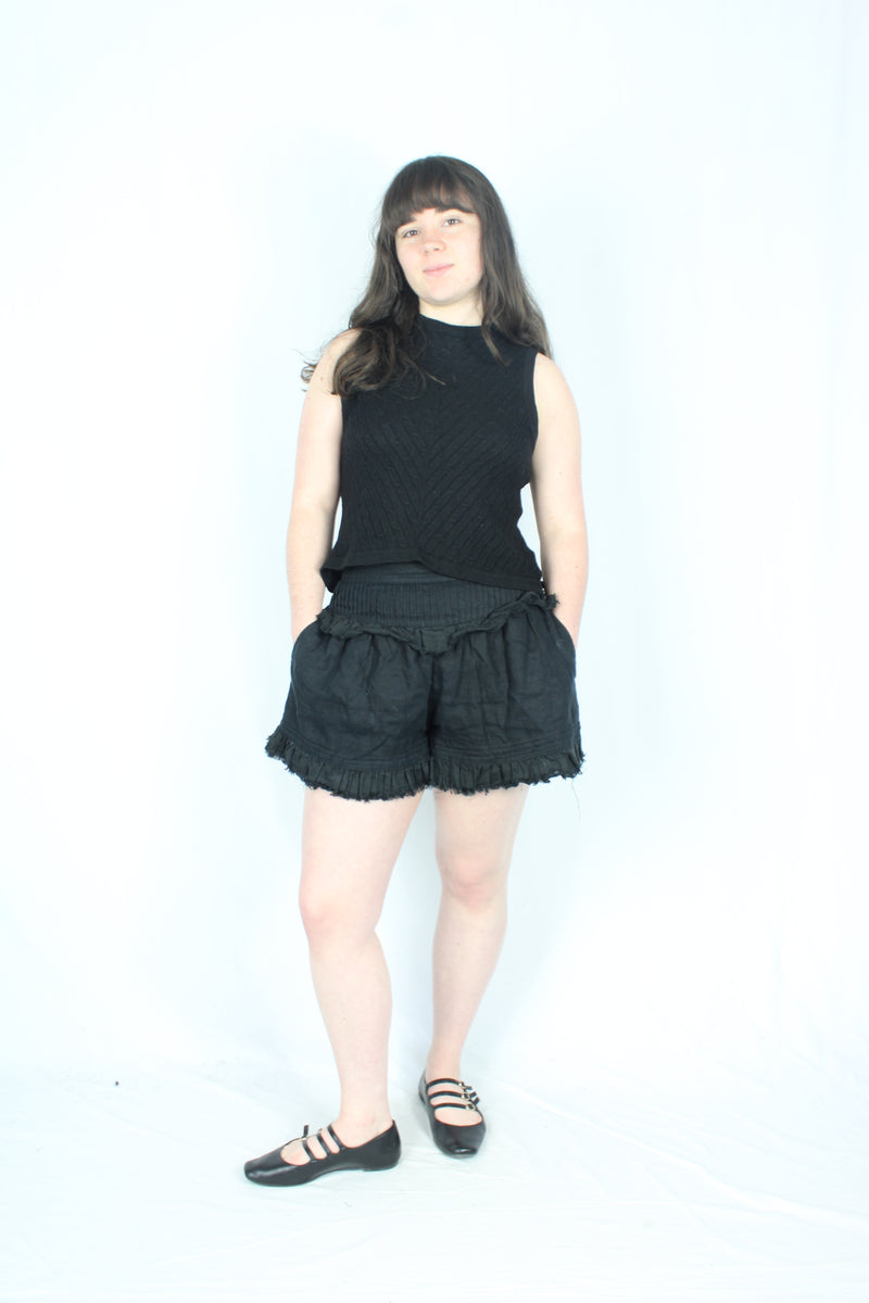 Aje - Frayed Linen Shorts