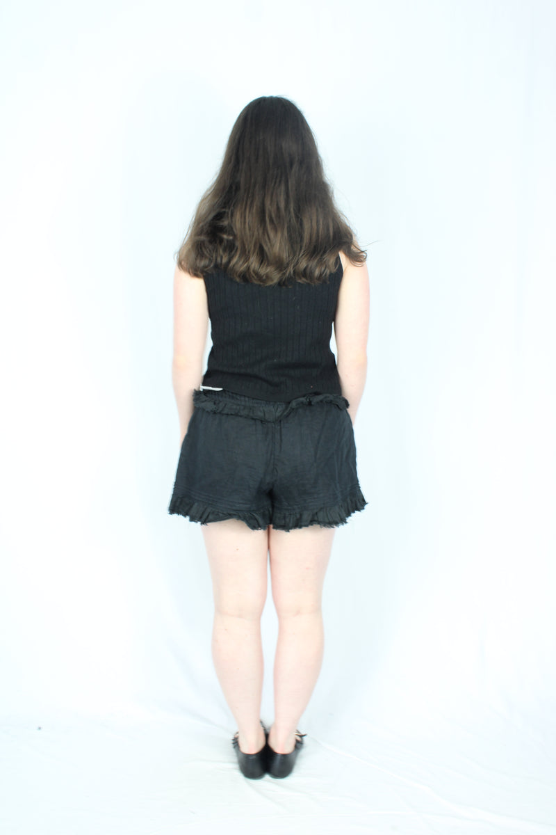Aje - Frayed Linen Shorts