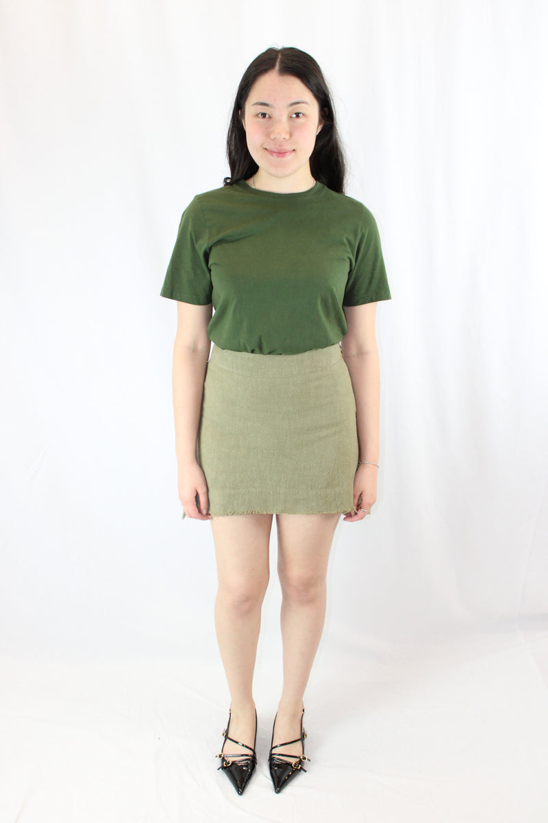 Marle - Asymmetric Raw Hem Mini Skirt