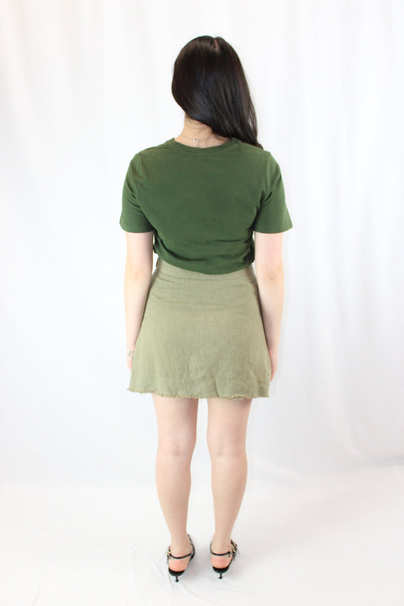 Marle - Asymmetric Raw Hem Mini Skirt