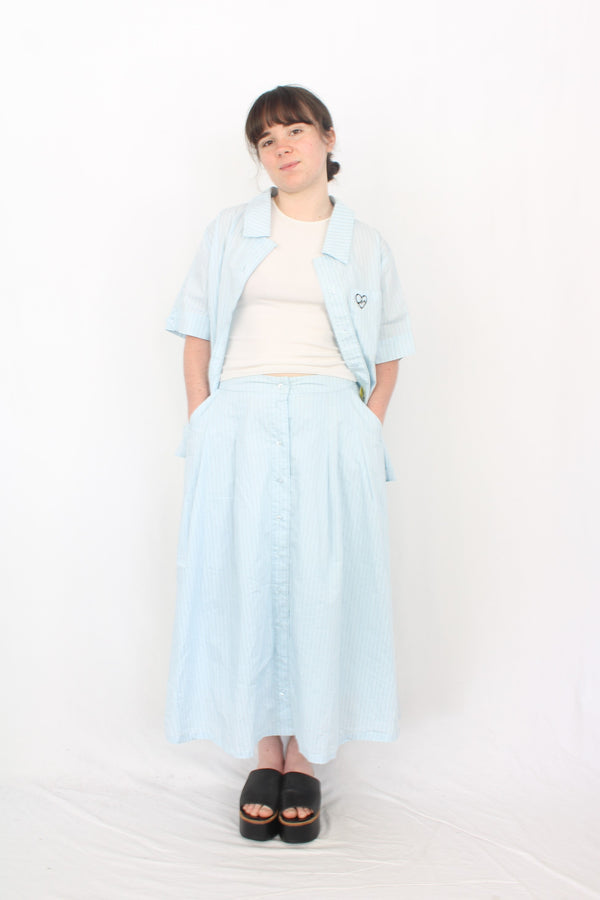 Naz - Pinstriped Flowy Skirt