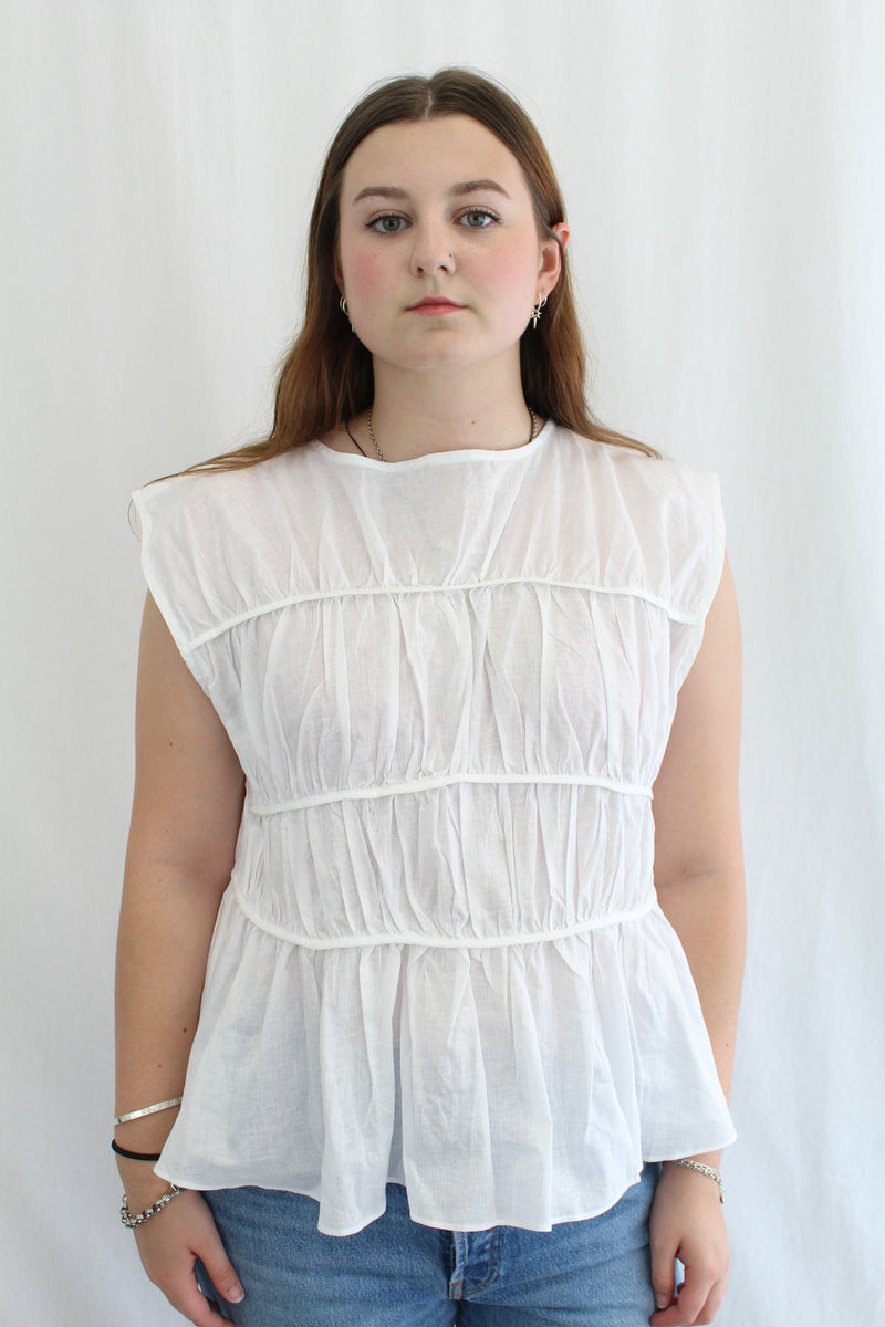 Dissh - 'Flynn White Linen Tiered Top' NWT