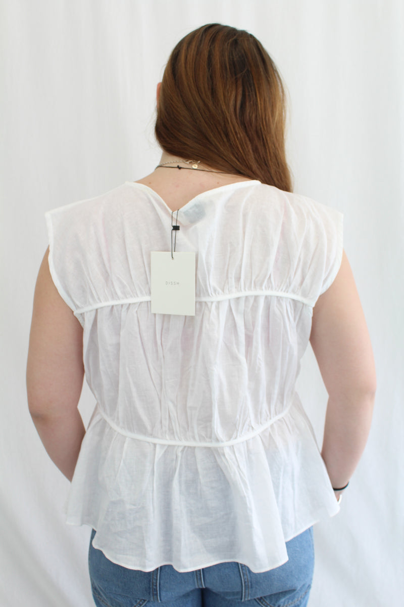 Dissh - 'Flynn White Linen Tiered Top' NWT