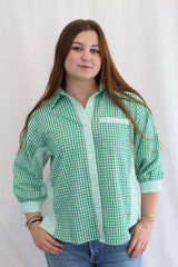 Zafina - Textured Gingham Button Up
