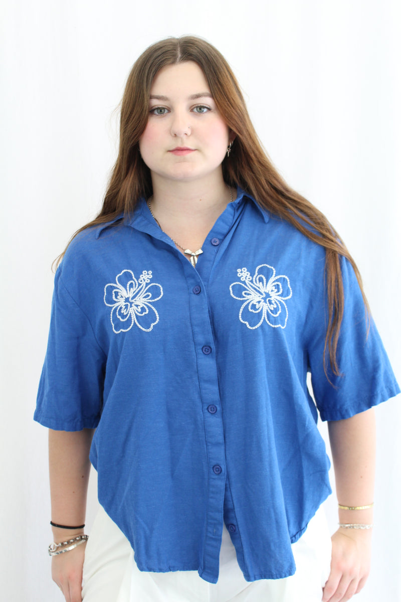 Billabong - Embroidered Floral Button Up