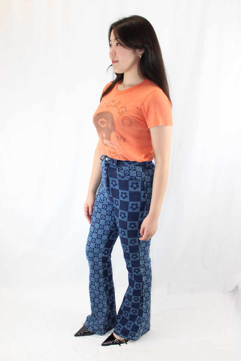 Ghanda - Checkerboard Flare Jeans