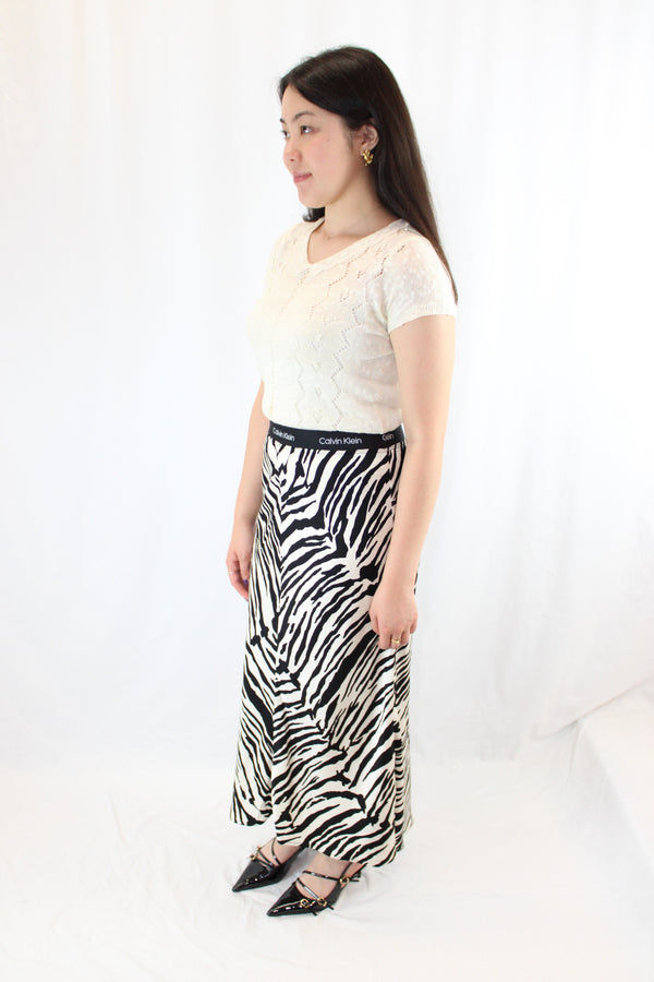 Calvin Klein - Zebra Print Midi Skirt
