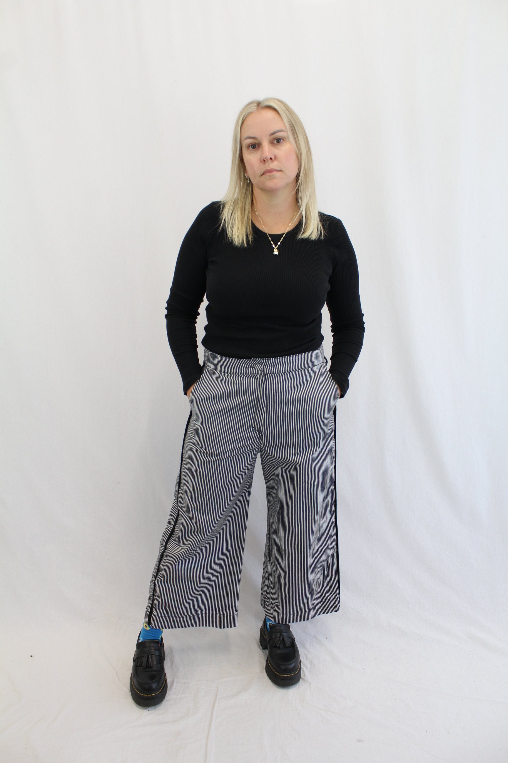 NYNE - Striped Wide Leg Jean