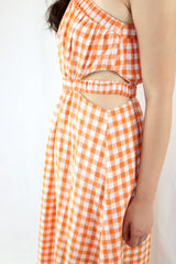 Pearl & Sea - Plaid Cut-Out Dress