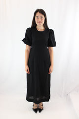 Stories Be Told - Elder Short Puff Sleeve Tie Midi Dress