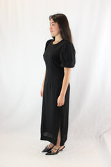 Stories Be Told - Elder Short Puff Sleeve Tie Midi Dress