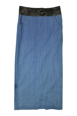 Aya Muse - Faux Leather & Denim Skirt