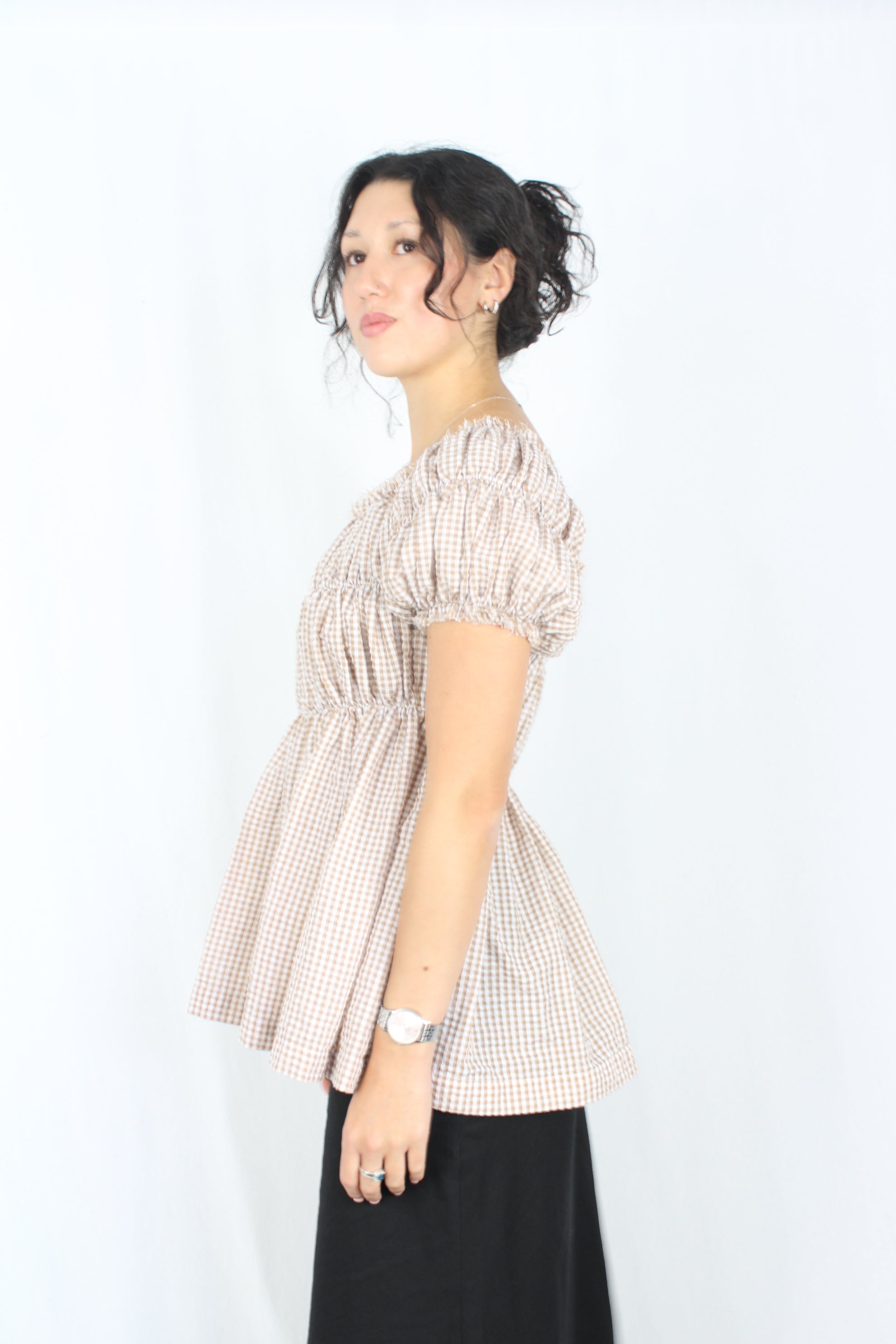 Blak Love - Gingham Shirred Top