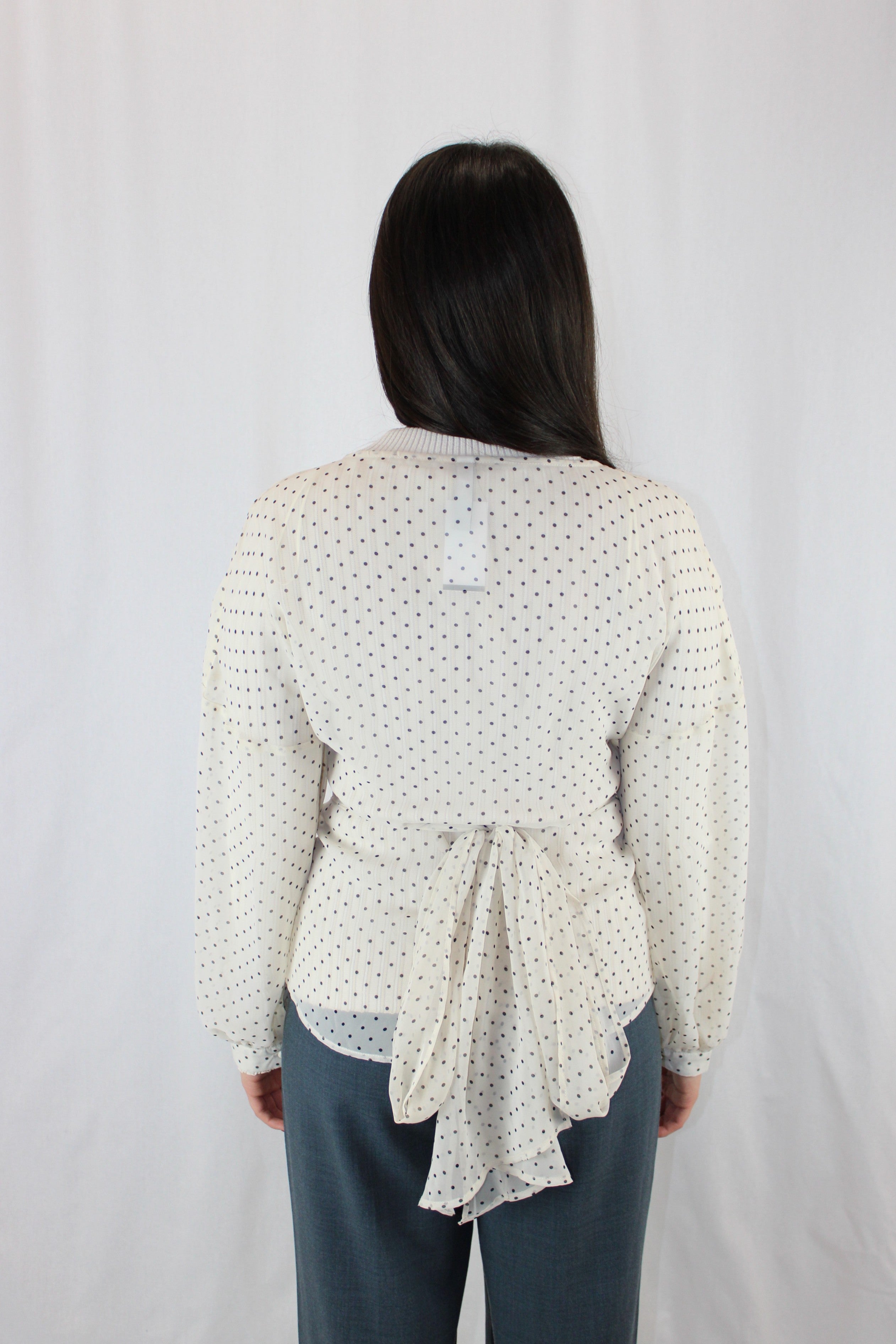 Seeking Lola - Polka Dot Chiffon Wrap Top