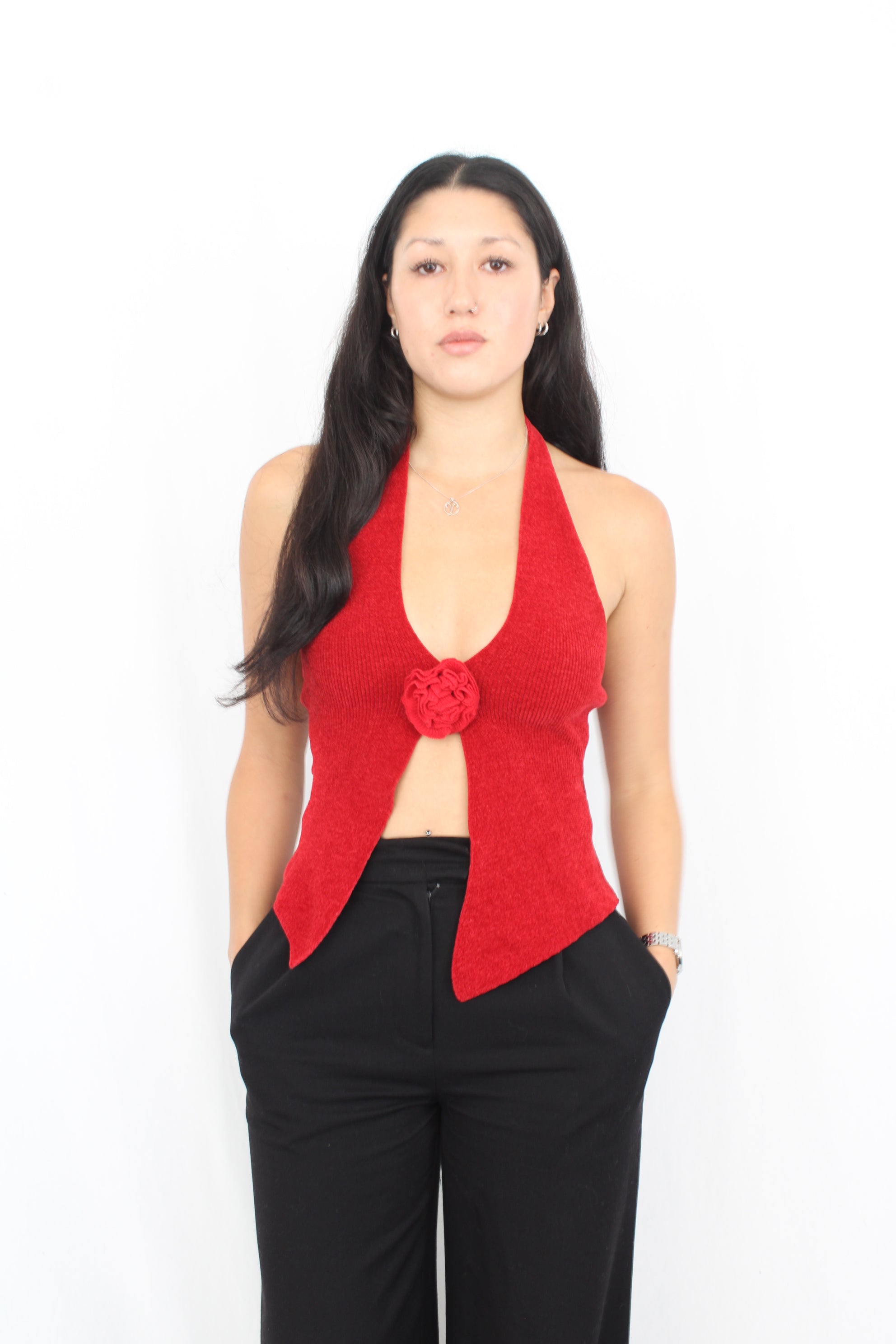 With Jean - Rose Halter Neck Top