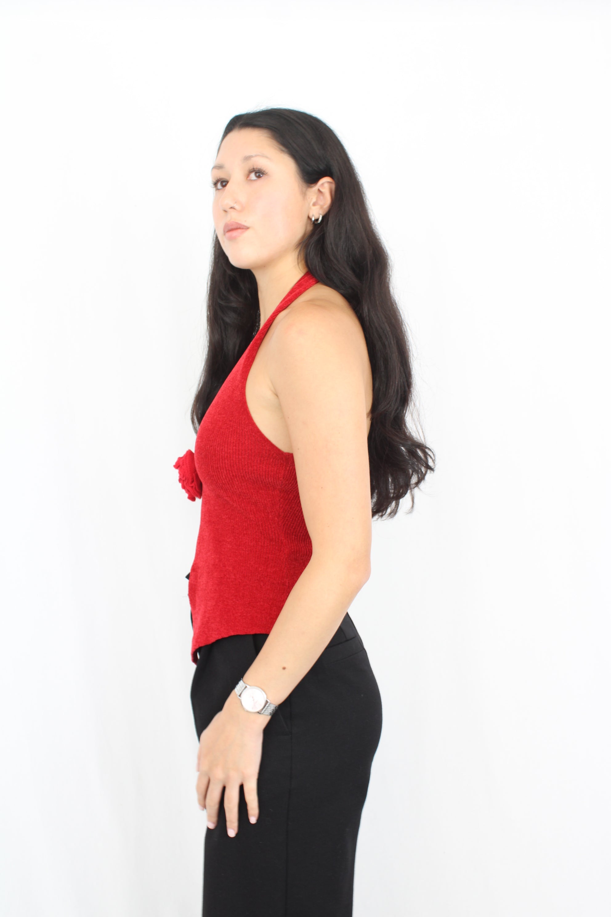 With Jean - Rose Halter Neck Top