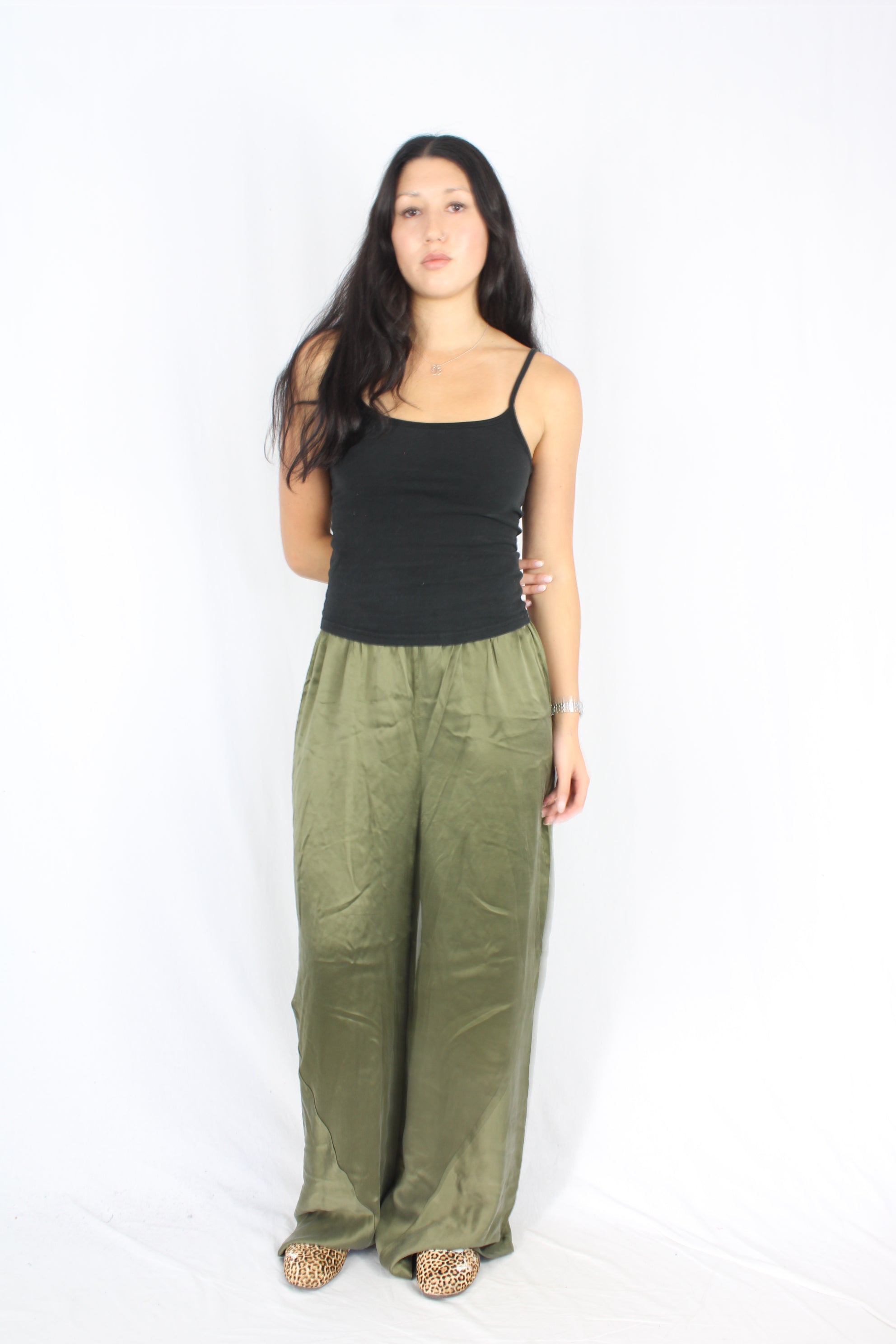 Marle - Green Silk Loose Pants